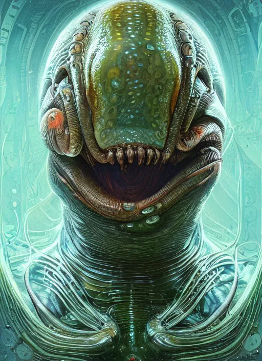 Image similar to elon musk as slimy mollusk, drool, character concept, intricate, elegant, highly detailed, digital painting, artstation, concept art, wallpaper, smooth, sharp focus, illustration, art by h. r. giger and artgerm and greg rutkowski and alphonse mucha