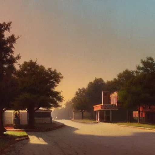 Image similar to a detailed cinematic render of a utopian 1 9 5 0 s american neighborhood by steven outram