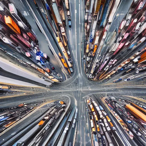 Image similar to macro photo of a large city hyper realistic with a lot of cars driving around