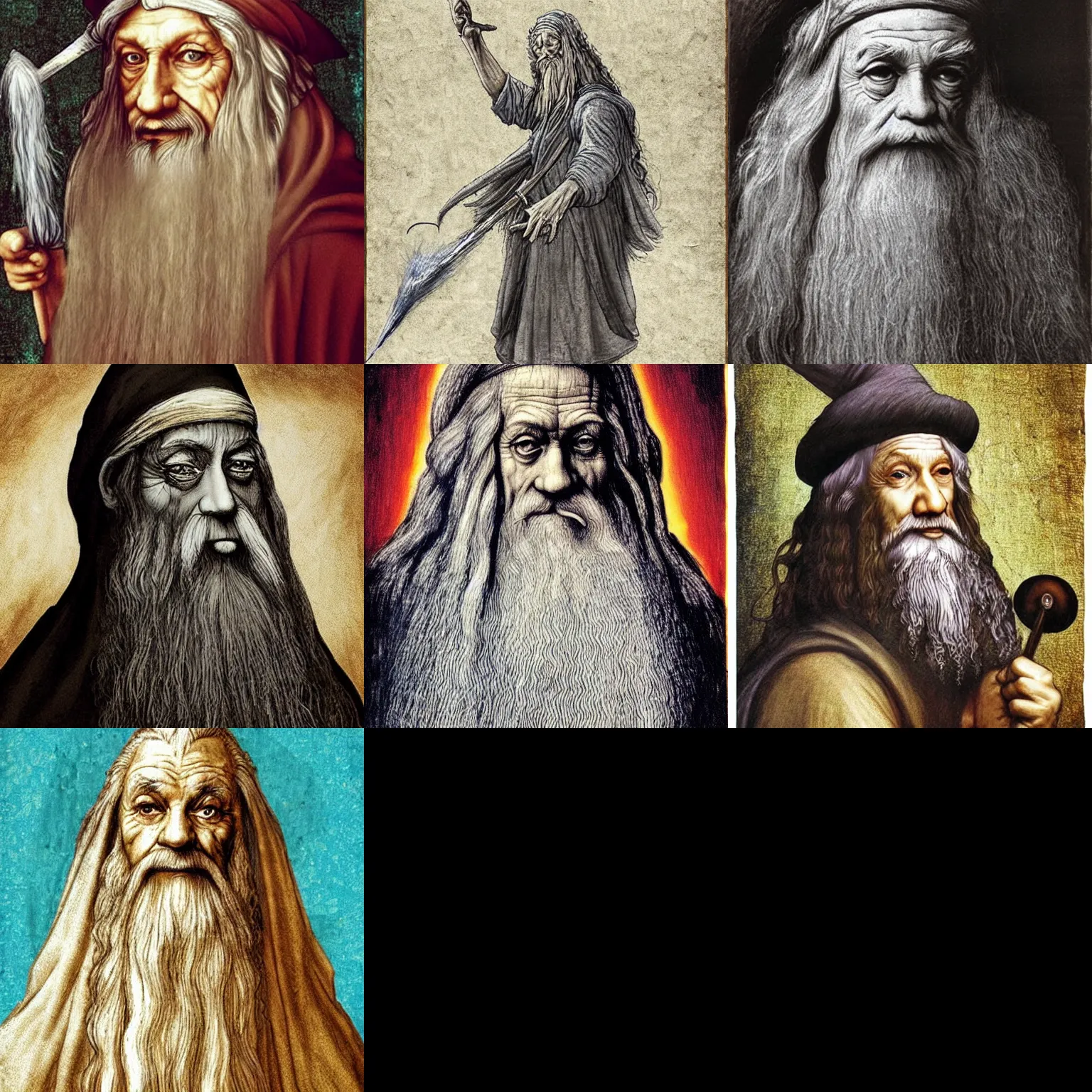 Prompt: streapunk Gandalf by Leonardo da Vinci