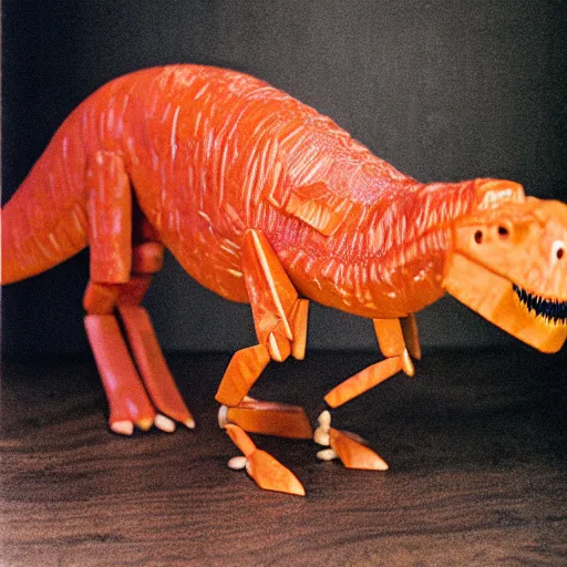 Image similar to dinosaur made of mango skin, 9 0 s kodak photo