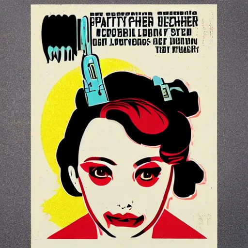 Image similar to individual pretty ada lovelace silk screen butcher billy style