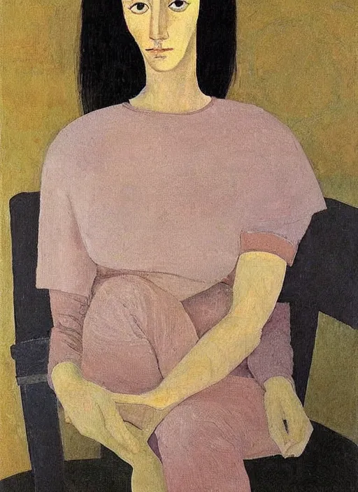 Prompt: a painted portrait of a women, art by felice casorati, aesthetically pleasing and harmonious natural colors, expressionism, fine day, portrait
