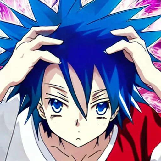 Prompt: anime key visual of a boy with blue spikey hair and water powers, highly detailed portrait, very very anime!!!, unreal engine, shonen style, by kohei horikoshi!!!!!, big eyes, detailed, by hiromu arakawa, by gege akutami, 2 d, funimation, 8 k,