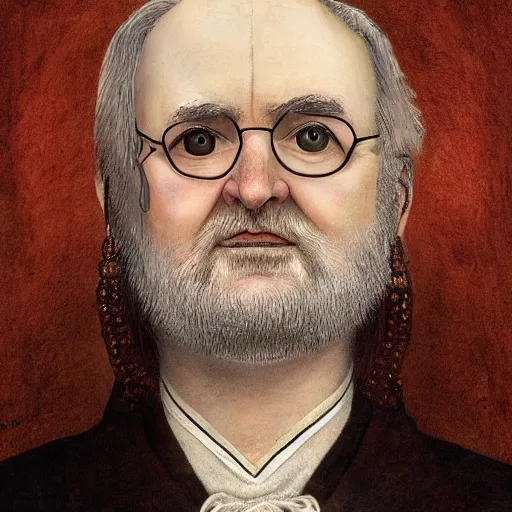 Prompt: grainpunk sacred detailed portrait of jim broadbent