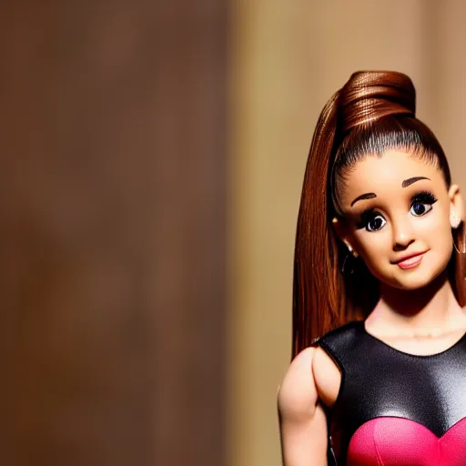 Image similar to high resolution picture of ariana grande as an action figure standing on a table.