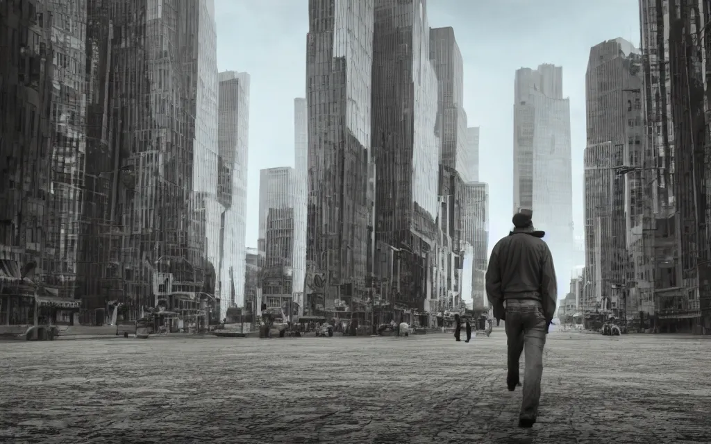 Prompt: a giant farmer walking in the big city. beautiful, realistic, 4K