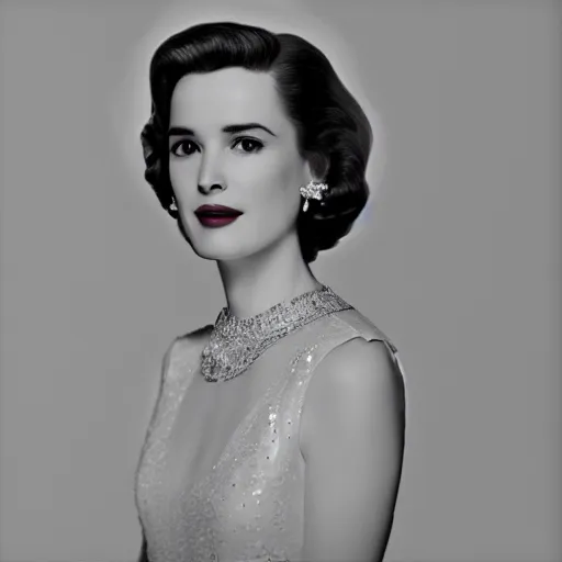 Prompt: winona ryder as Grace Kelly, hyperrealistic, octane rendr, 8k, high quality