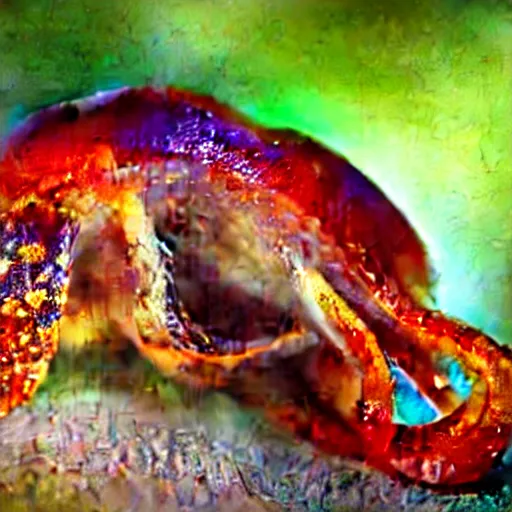 Image similar to fiery whimsical emotional eyes cephalopod, in a photorealistic macro photograph with shallow dof