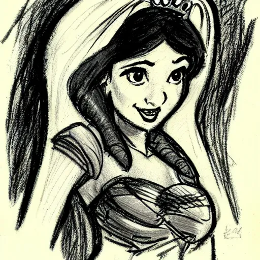 Image similar to milt kahl sketch of a cuban girl who looks like a squirrel as princess padme in star wars episode 3