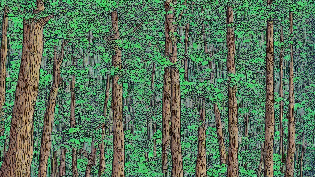 Image similar to forest tree flat 2 d art moebius pixelated