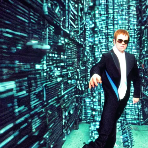 Prompt: Elton John in The Matrix