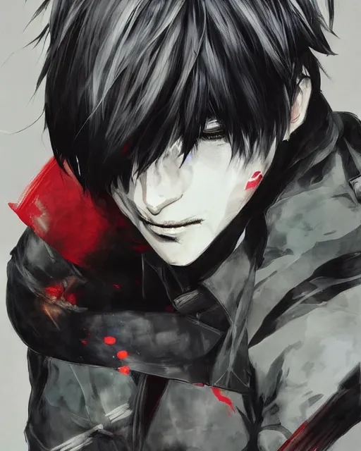 Image similar to kaneki ken, tokyo ghoul, painting by yoji shinkawa, sui ishida, yoshikata amano, collaborative painting, very detailed and high quality, 4 k, 8 k, artstation