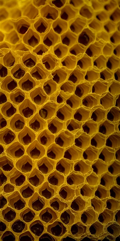 Image similar to real honeycomb organic building with dripping honey by tomas gabzdil libertiny sitting on the field, film still from the movie directed by denis villeneuve arrival movie aesthetic with art direction by zdzisław beksinski, telephoto lens, shallow depth of field