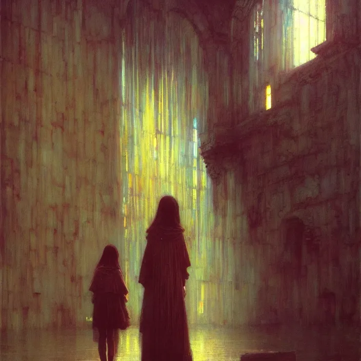 Image similar to Lain, uwu, uwu, Luminism Romanticism by John William Waterhouse Beksinski Finnian MacManus Ruan Jia, uwu Hi-Fructose, Artstation, HD, HDR, High Resolution, 1024x1024