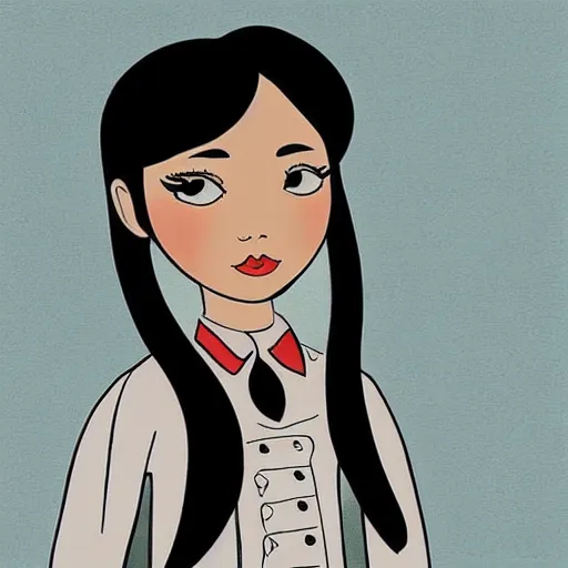 Prompt: “ young filipino girl wearing a monocle and also wearing victorian clothing in a cartoon style ”