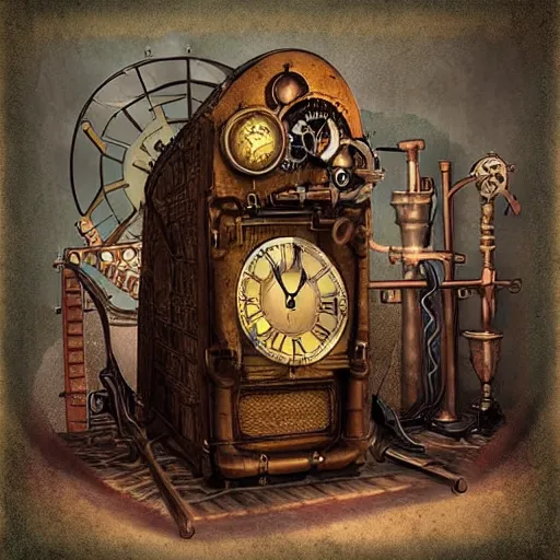 Image similar to “ a steampunk time machine, digital art ”