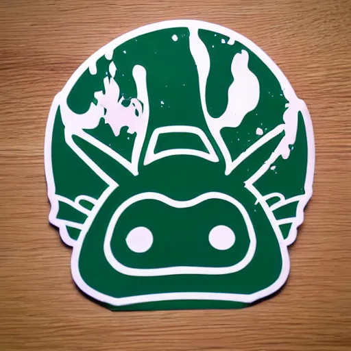 Image similar to die cut sticker, totoro with princess mononoke mask, splatter paint