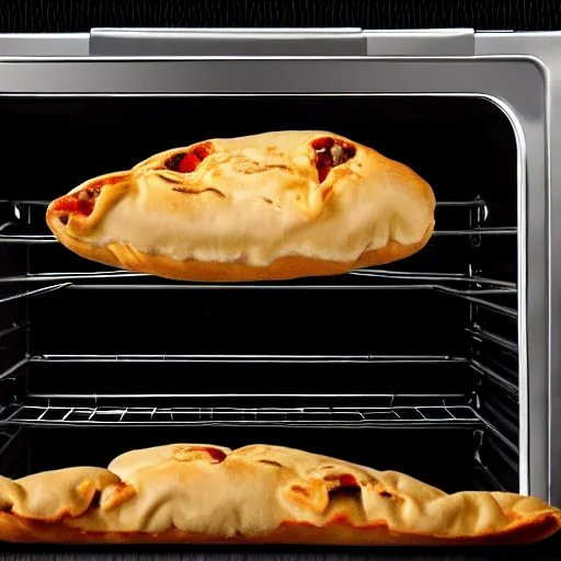 Image similar to al capone as a calzone being turned into a calzone as a calzone but still with the face of al capone being baked in an oven as a calzone, realistic, hyperrealistic, ultra realistic, real, real world, highly detailed, very detailed, extremely detailed, intricate details, 8 k resolution, hd quality