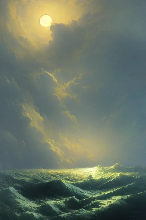 Prompt: A stunning detailed Shoggoth by Ivan Aivazovsky, Vladimir Kush, stormy ocean, beautiful lighting, full moon, detailed swirling water tornado, artstation