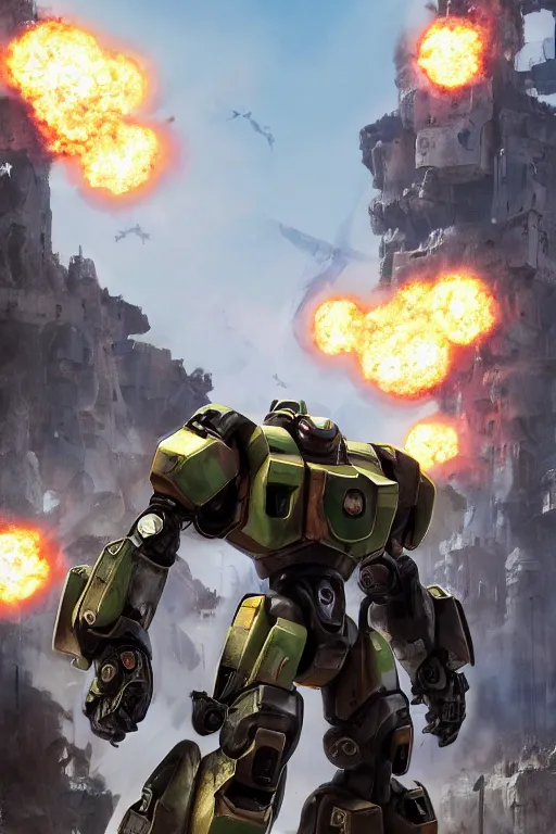 Image similar to mechwarrior 5 : mercenaries mech megaman transformer robot boss tank engine game octane render, 4 k, hd 2 0 2 2 3 d cgi rtx hdr style chrome reflexion glow fanart, global illumination ray tracing hdr fanart arstation by ian pesty by jesper ejsing pixar and disney unreal zbrush central hardmesh