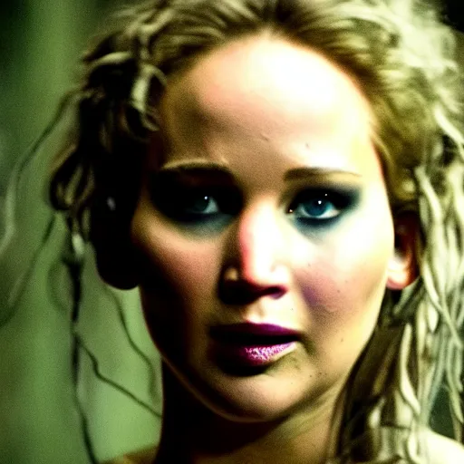 Prompt: jennifer lawrence as frankenstein's monster, color photography, sharp detail, still from the movie