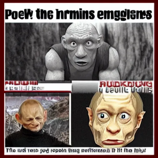 Image similar to putin as a gollum ftom lord of the rings