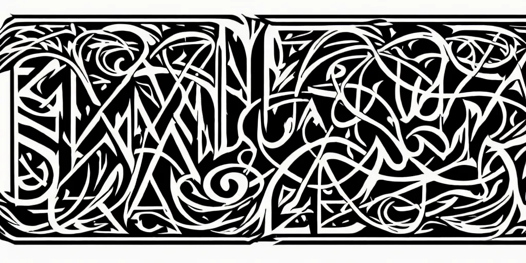 Image similar to the word subsume in death metal typeface, symmetrical, super detailed