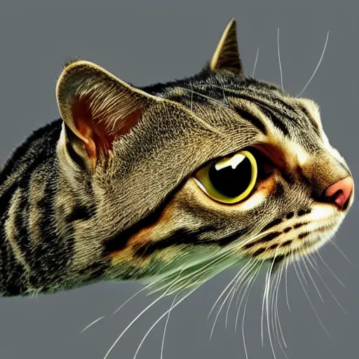 Image similar to cat with the head of a trout