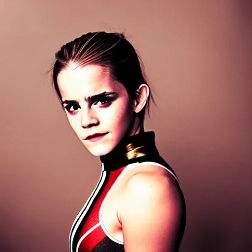 Image similar to beautiful Emma Watson as The Wasp from Marvel, boxing moment of knock out with brews blood sweating, photography photojournalism, very grainy image, 50mm lens, close up portrait polaroid