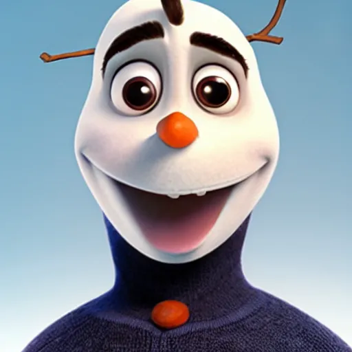 Prompt: a hyperrealistic photo of olaf from frozen as a person,