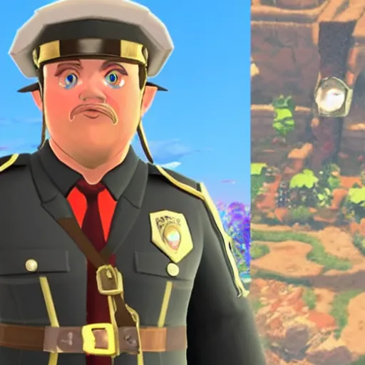 Prompt: Paul Blart Mall Cop in The Legend of Zelda Breath of the Wild