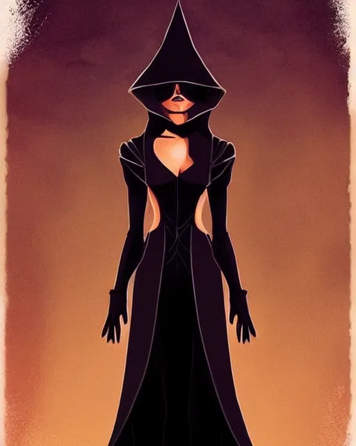 Image similar to style of raphael lacoste : : gorgeous willa holland : : evil witch, swirling black magic, black dress : : symmetrical face, symmetrical eyes : : full body pose : : gorgeous black hair : : magic lighting, low spacial lighting : :