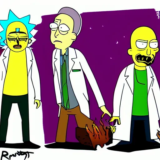 Image similar to breaking bad crossover with rick and morty, deviantart