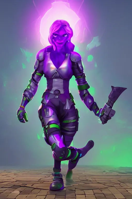 Image similar to fornite lady epic game design fanart by concept artist gervasio canda battle royale kaws radiating a glowing aura global illumination ray tracing hdr render in unreal engine 5