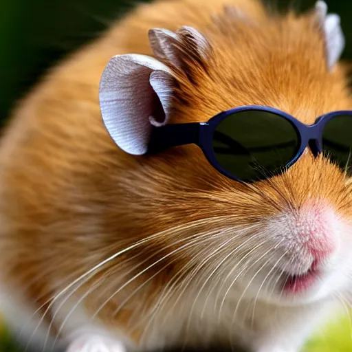 Prompt: hamster with sunglasses