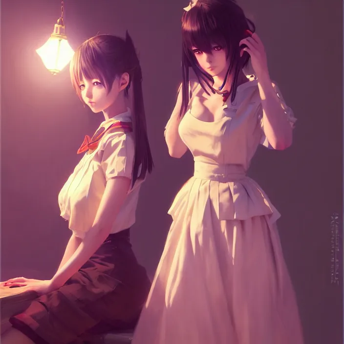 Image similar to a potrait of anime girl, my dress up darling anime, fine details, night setting, realistic shaded lighting poster by ilya kuvshinov katsuhiro, artgerm, jeremy lipkin and michael garmash and nixeu, unreal engine 5, radiant light, detailed and intricate environment