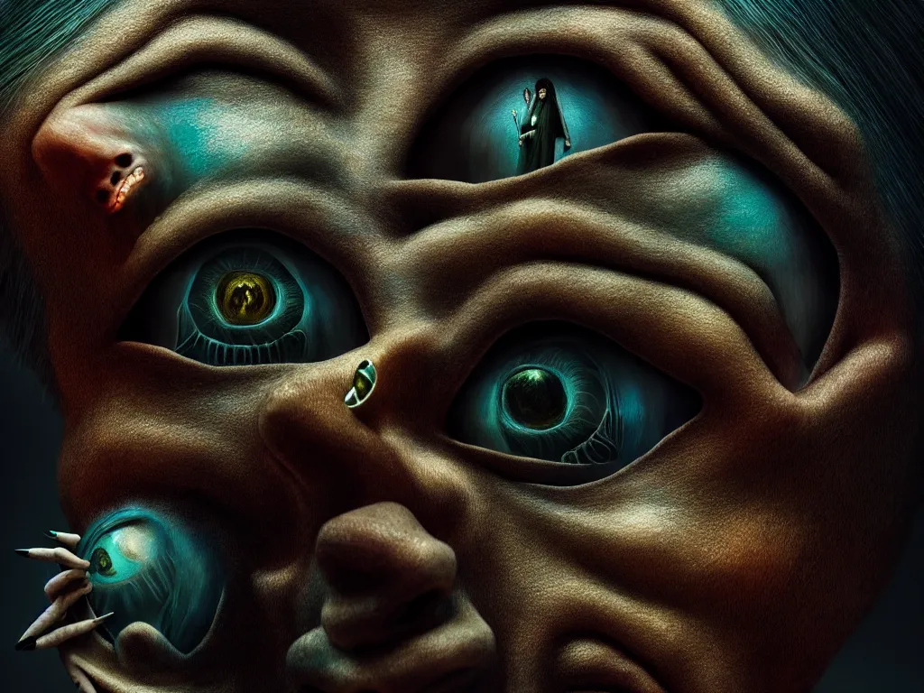 Prompt: highly detailed photo of fear, trending on deviantart, neo surrealism, sharp focus, 4 k, a lot of little details, octane, masterpiece, art by max ernst