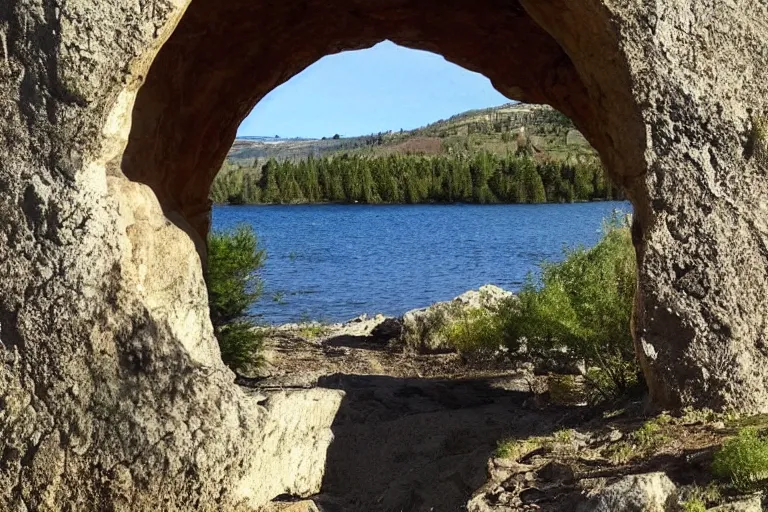 Image similar to 📷 A gorgeous looking nature scene seen through an arch of stone