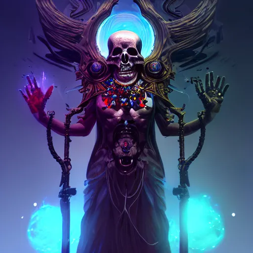 Image similar to Cosmic deity of death and disorder, hyperdetailed, artstation, cgsociety, 8k