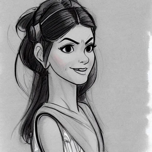 Image similar to milt kahl sketch of victoria justice as princess padme from star wars episode 3