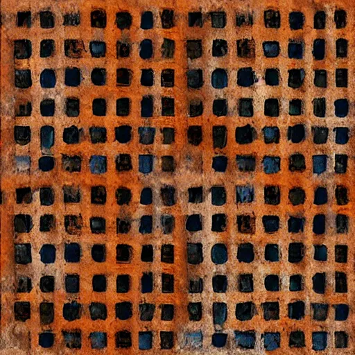 Image similar to large squares of different colors, rust texture, detailed