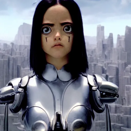 Image similar to a beautiful film still from battle angel alita by panos cosmatos, futuristic, cinematic lighting, highly detailed, photorealistic, high resolution