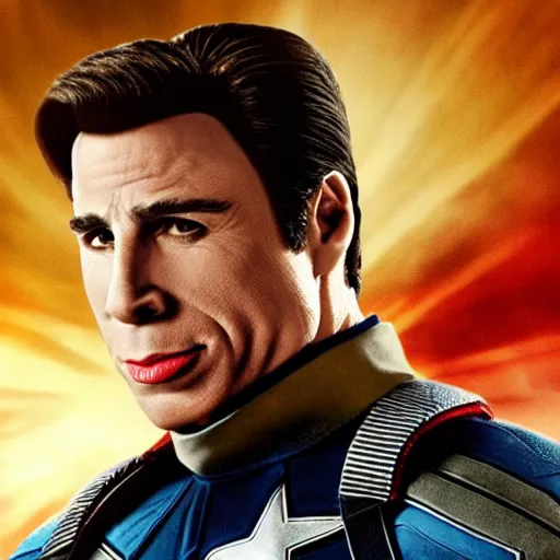 Prompt: John Travolta as Captain America