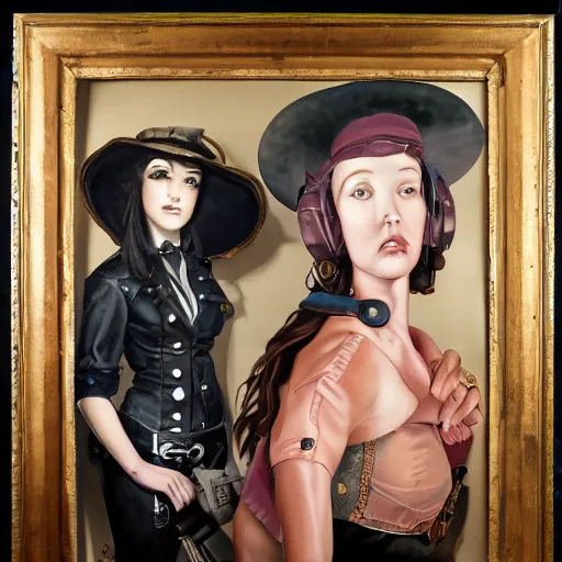 Image similar to girlgirl # girlfriendsocentric, achequary, steampunk painter jean, craiglis jean jean, highly detailed, matte painted, sharp gouache