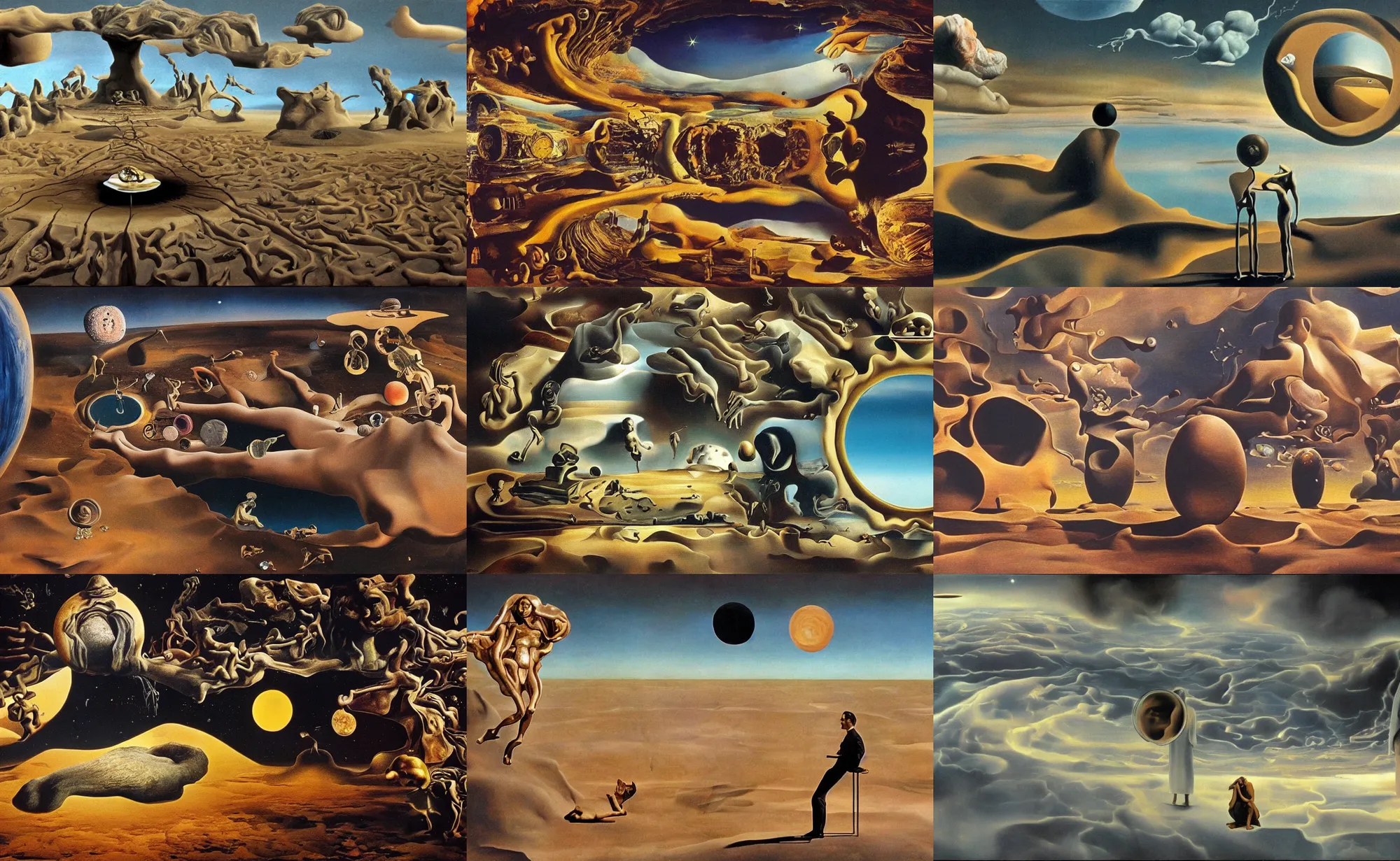 Prompt: nothing matters at the end of time, 4k cinematic still of a timeless classic movie scene, cosmic indifference, surrealism, salvador dali, award winning