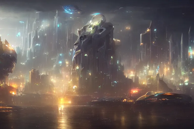 Image similar to a magical futuristic city by jessica rossier,