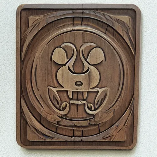 Image similar to https://cdn.discordapp.com/attachments/989739627244048384/1006379547937210528/Garbonzo_a_fancy_wooden_plaque_that_says_The_Mule_on_it_realist_428cc2f1-fcbb-4677-9a55-e7042bff826e.png wooden portrait of a mule, highly detailed, strikingly beautiful, captivating