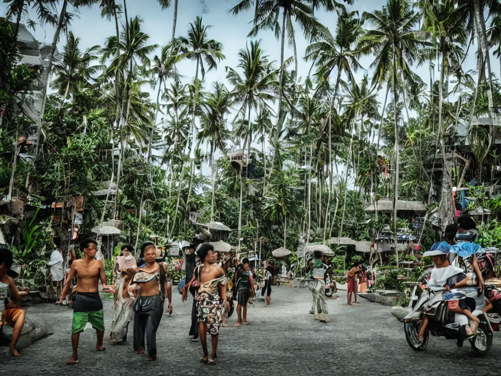 Image similar to a photo of futuristic bali island in the year 2 0 5 0, perfect faces, 5 0 mm, award winning photography