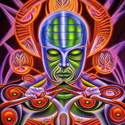 Prompt: esoteric art by alex grey